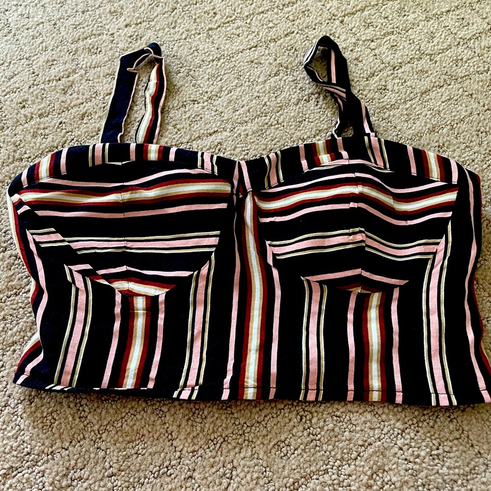 Striped crop top w/ adjustable straps | never worn
